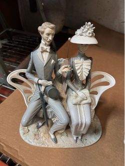 Lladro and Royal Copenhagen figurines vase dish