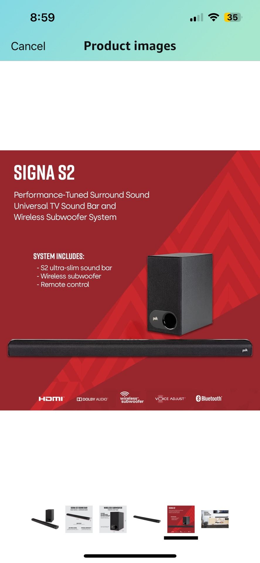 Brand New Polk Audio Signa S2 Sound Ba