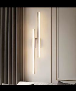 Pair of 2-Light Minimalist Nickel LED Wall Sconce