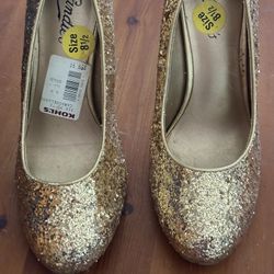 Gold Glitter Ladies Heels