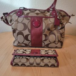 Vintage  Coach Signature Stripe Pocket Tote