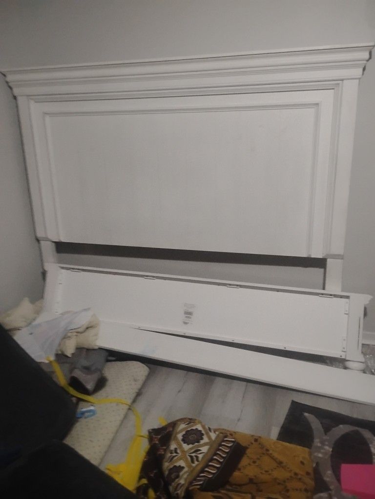 King Size Frame And Headboard White In Color