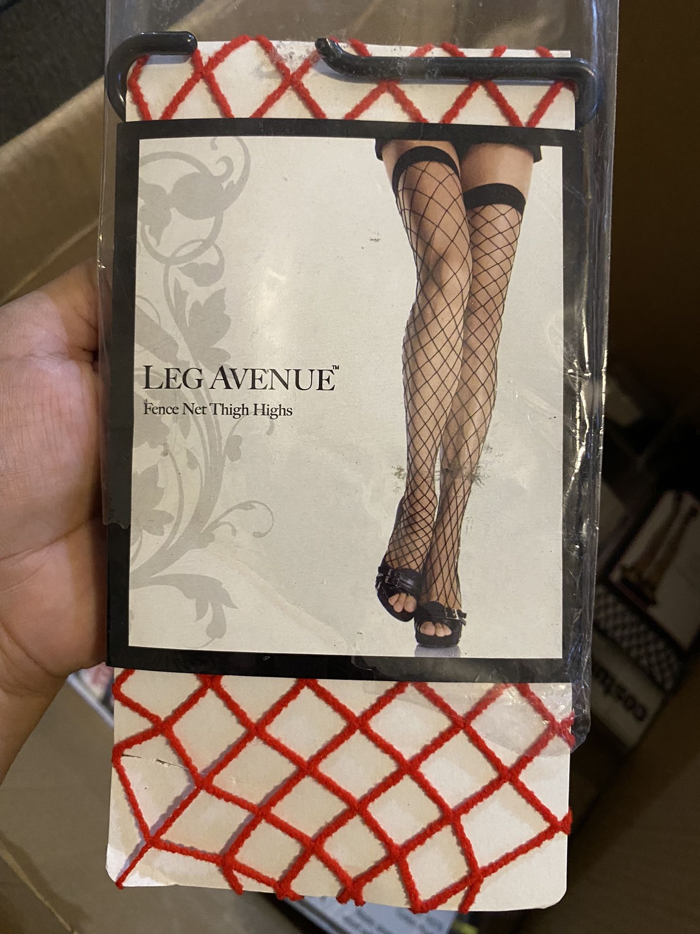 New, Red Fishnet Thigh High Stockings Fits 90 – 160 Lbs