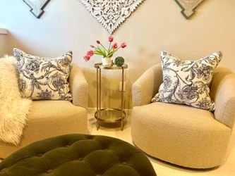 Pair of Boucle Swivel Chairs