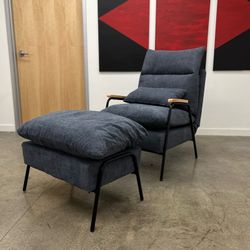 Accent Recliner Chair w/ Ottoman Fabric Couch Bed Chair Armchair Club Chair Adjustable Backrest 4055