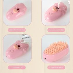 Cat Steam Brush, 3 in 1 Steamy Pet Brushes with Silicone Bristles, Steamy Brush for Shedding, Massage, Grooming, Cleaning, Pet Hair Brushes, Spritz De