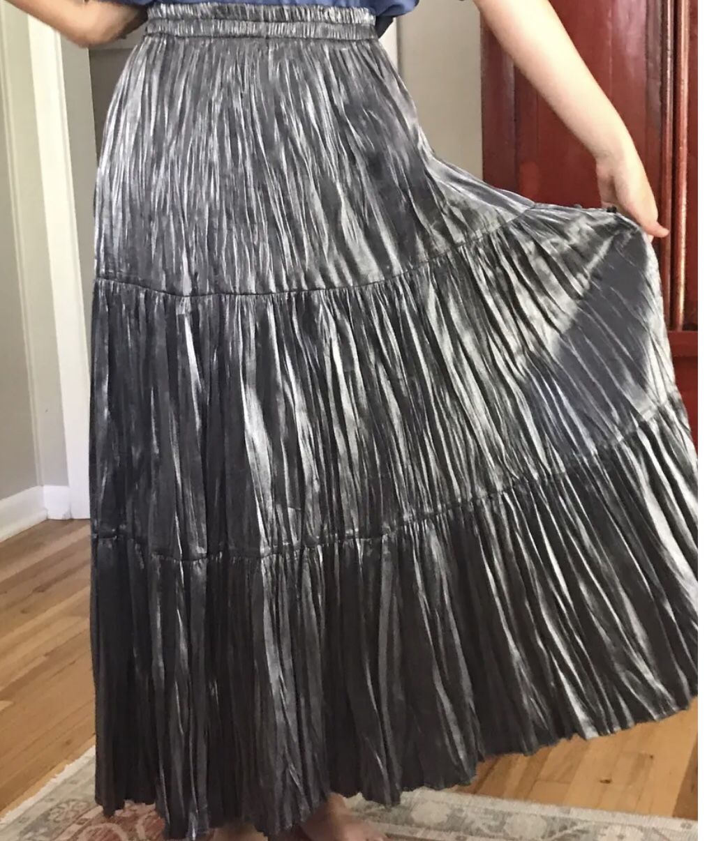 Rare Ropa Silver Pleated Skirt Fits Various 