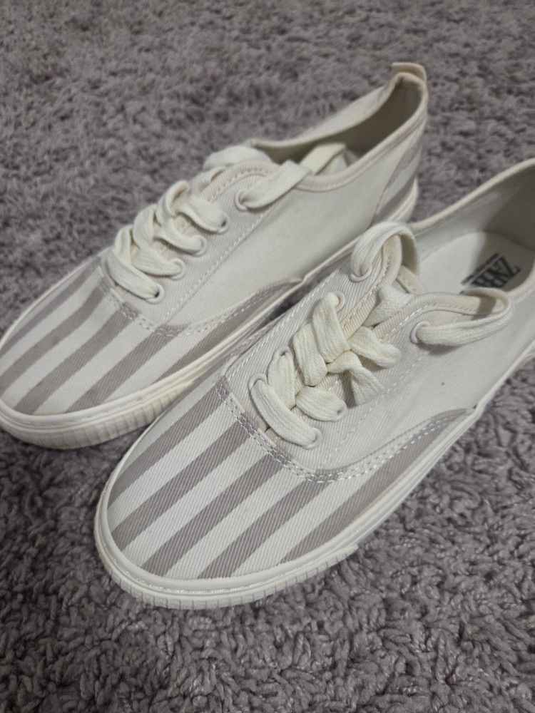Canvas Striped Shoes, Zara, Women, Size 7