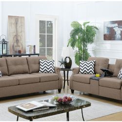 2 PC SOFA SET LIGHT COFFEE NEW IN BOX โ๏ธ 1714586,2564