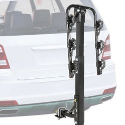 (NEW) in Box $49 Tilt Folding 3-Bike Hitch Mount Rack Bicycle Carrier for 2” Hitch w/ Straps 110 lbs Max