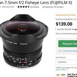 TTArtisan 7.5mm f/2 Fisheye Lens (FUJIFILM X)