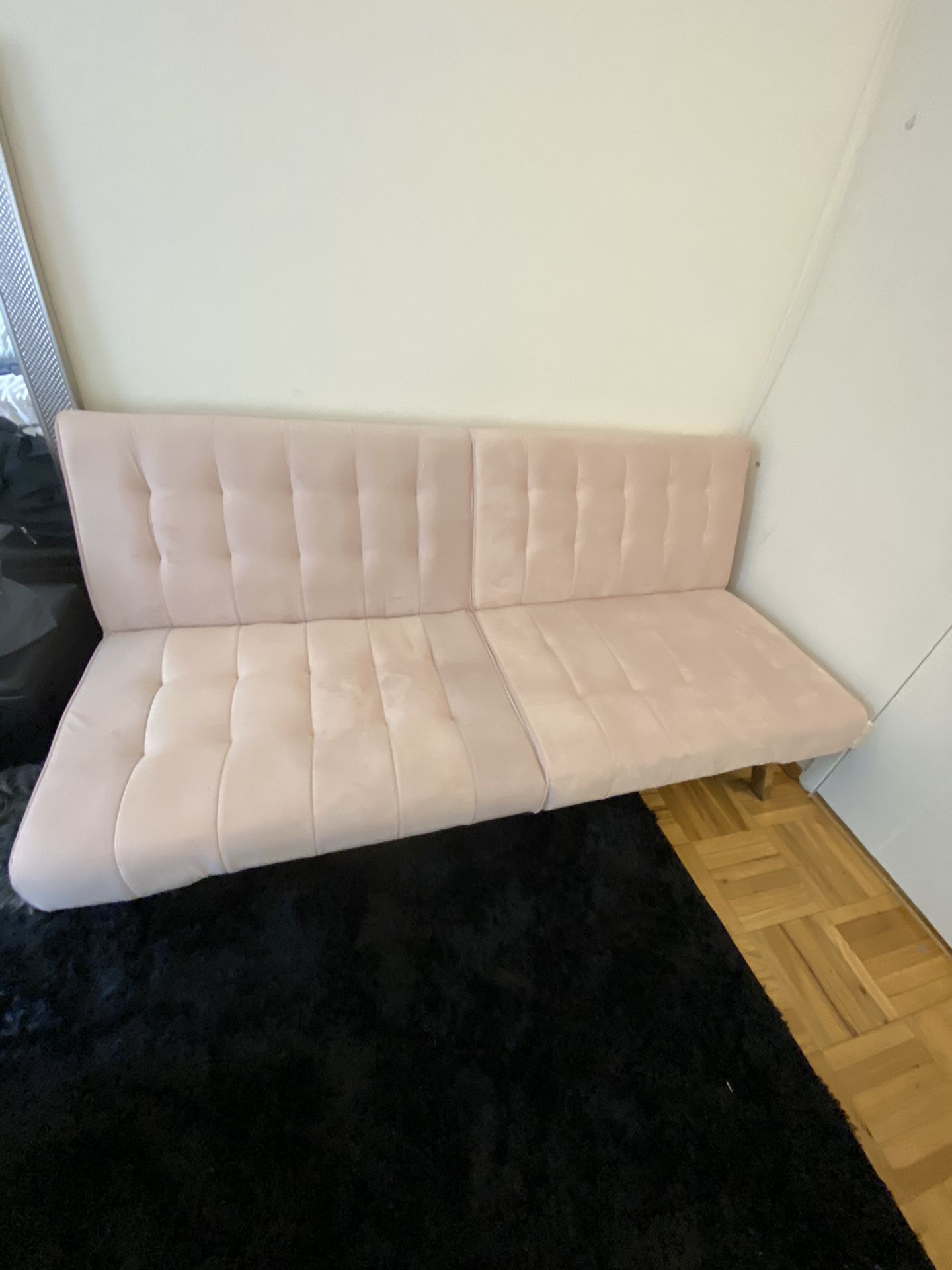 Pink Velvet Futon Sofa Bed