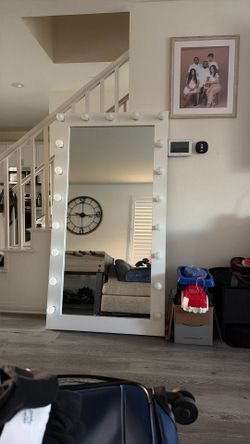 Vanity tall floor mirror with lights