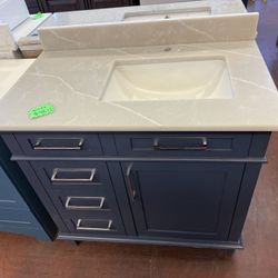 Sonoma 36 in. Single Sink Midnight Blue Bath Vanity with Quartz Top