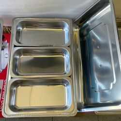 3 Tray Chafing Dish Buffet Stainless Steel 10 Quart - NO BOX