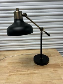 Threshold Black and Brass Adjustable Desk Lamp