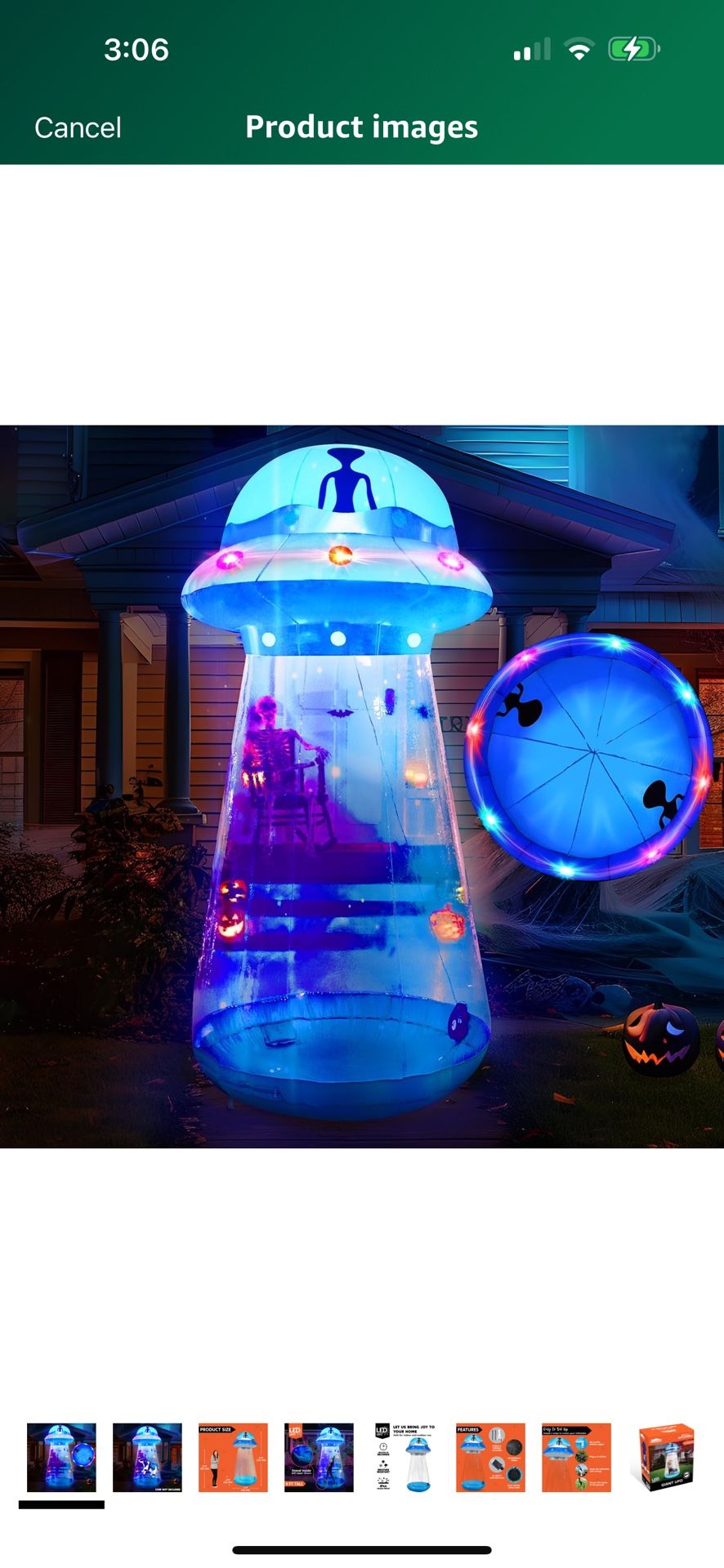 Joyfy 9 ft Halloween Inflatable UFO Alien Decor with Built-in LEDs,UFO Halloween