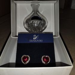 Waterford Perfume Bottle And Swarovski Crystal Earrings Valentine's Special