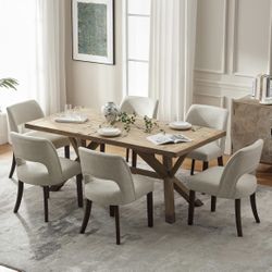 Faux Leather Upholstered Dining Chairs  Beige