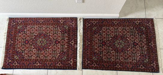 Rare Matching Pair: Authentic Persian Bidjar Hand-Knotted Wool Rugs 2x3