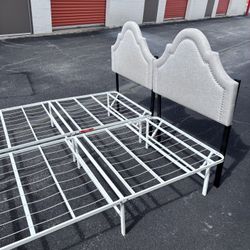2 Twin Beds (foldable Box Spring And Headboard)