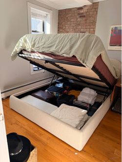 Article Queen Storage Bed — Ivory Boucle —
