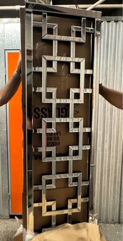 Large Silver Chrome Modern Wall Murrow Panel/ Glass Room Divider