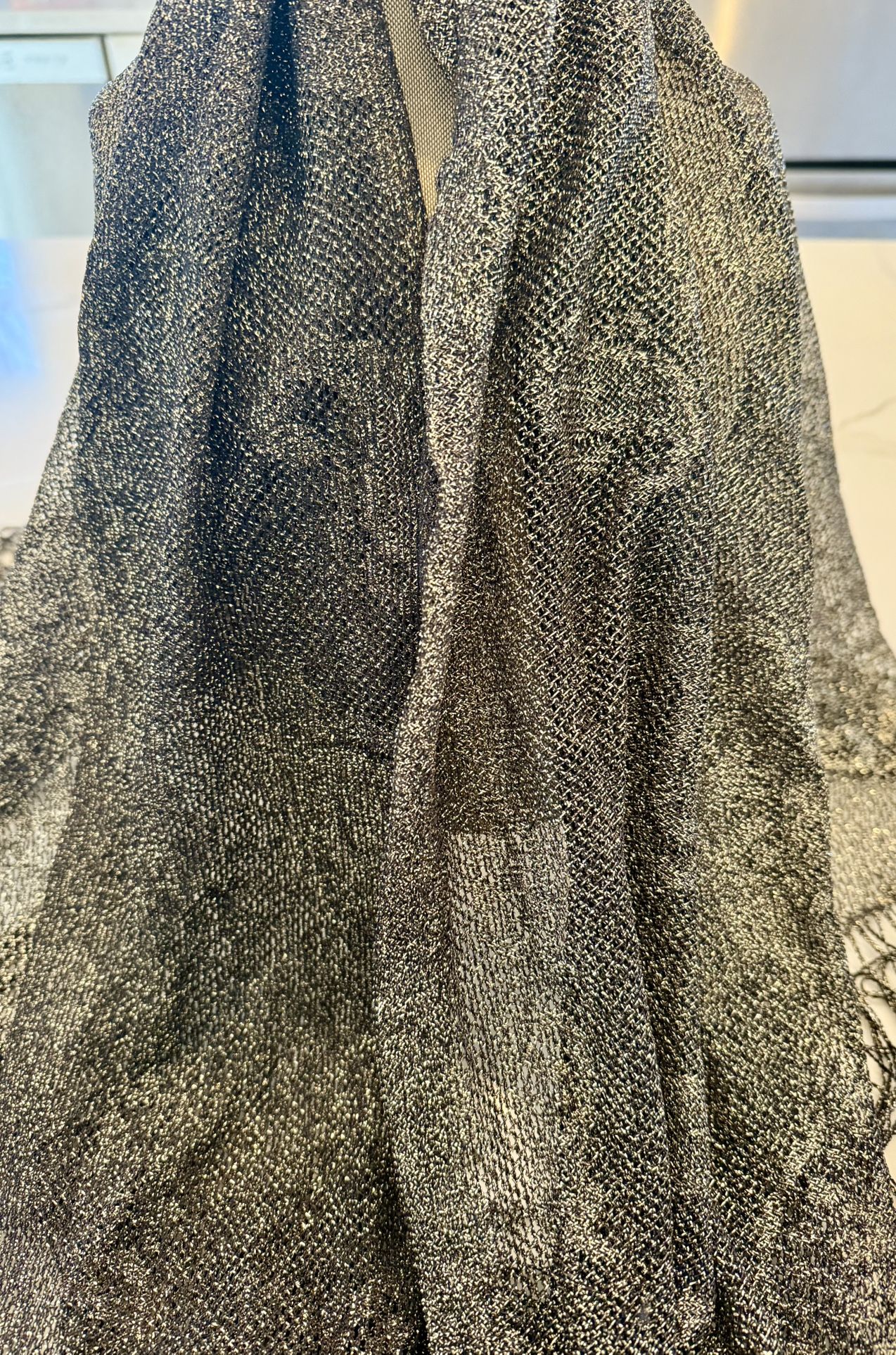 Large Gold/black Sparkling Metallic Shawls