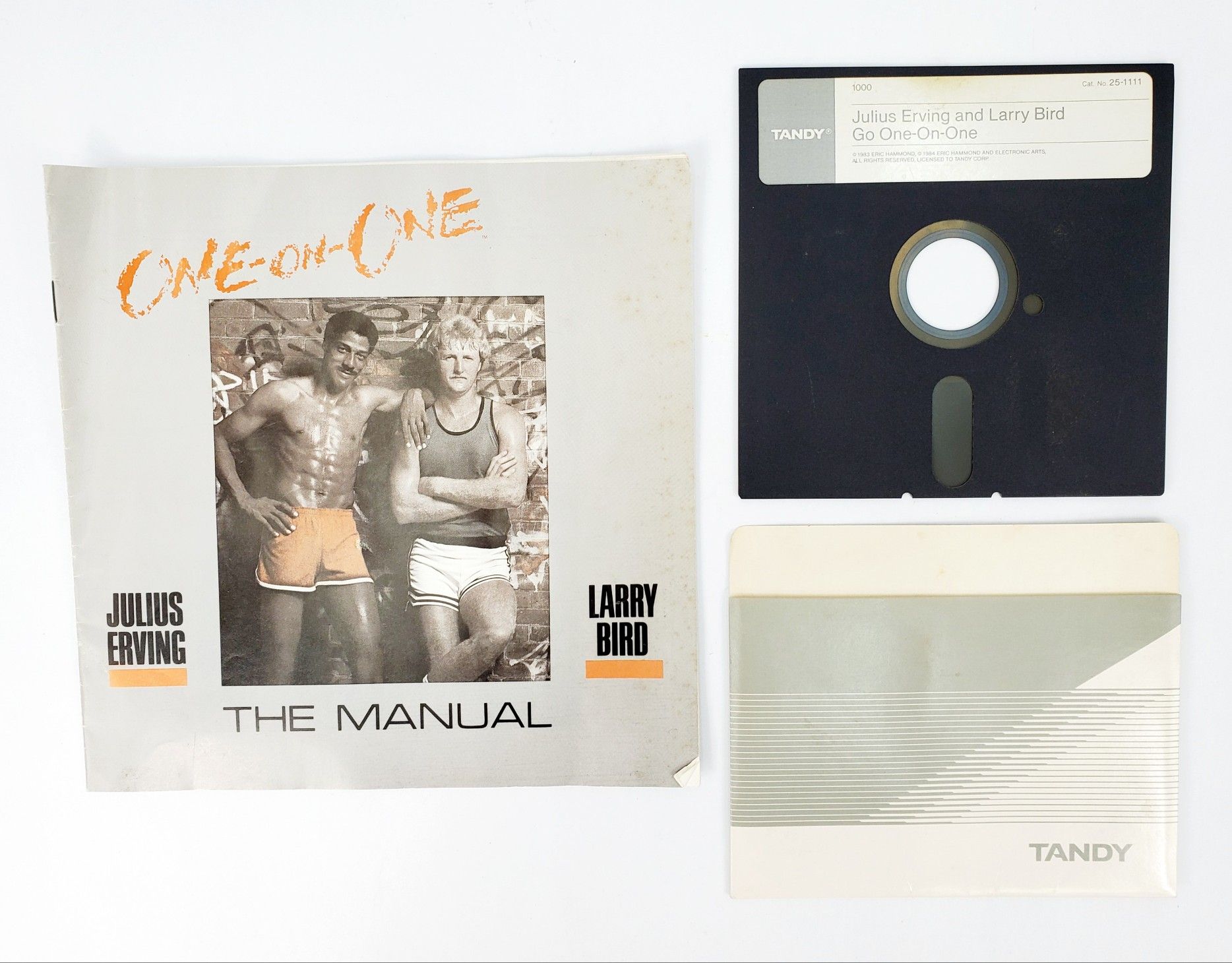 Erving & Bird Go One-On-One - 5.25" Floppy Disk, Manual etc. (1983) - PC Tandy