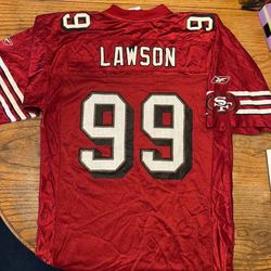 Men’s NFL SF Red Long Length Lawson #99 Jersey Shirt Size M