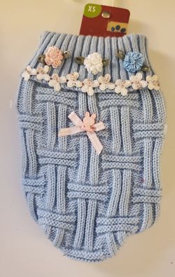 XS Easter Pet DOG Sweater Spring Bunny Blue New