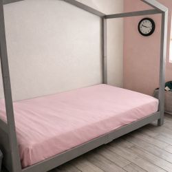 Montessori Twin House Bed Frame – Solid Wood – Neutral Finish