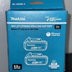 Makita 6.0Ah 18V Lithium-Ion Battery  2 Pack (BL1860B2)