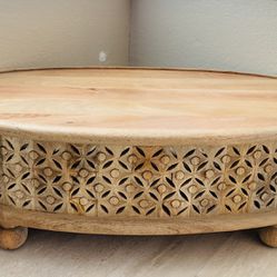 Oval Wood Coffee Table In Natural 
