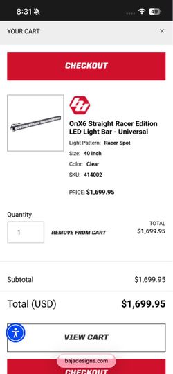 Baja designs onx6 light bar