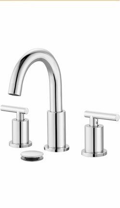 gotonovo 8 Inch Widespread 3 Hole Bathroom Sink Faucet Polished Chrome SUS304,2 Lever Handle Bathroom Faucet,360° Swivel Spout,24" CUPC Hose,6-16" Van