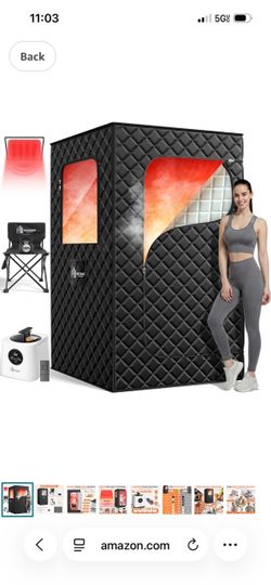MUTAMA Portable Steam Sauna Tent w/ 1400W Steamer, Red Light & Chair