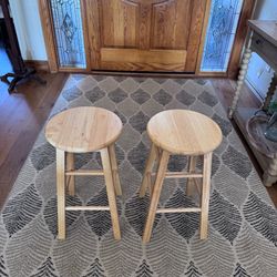 Minimalist Solid Wood 24" Barstools - Set of 2 (NEW)