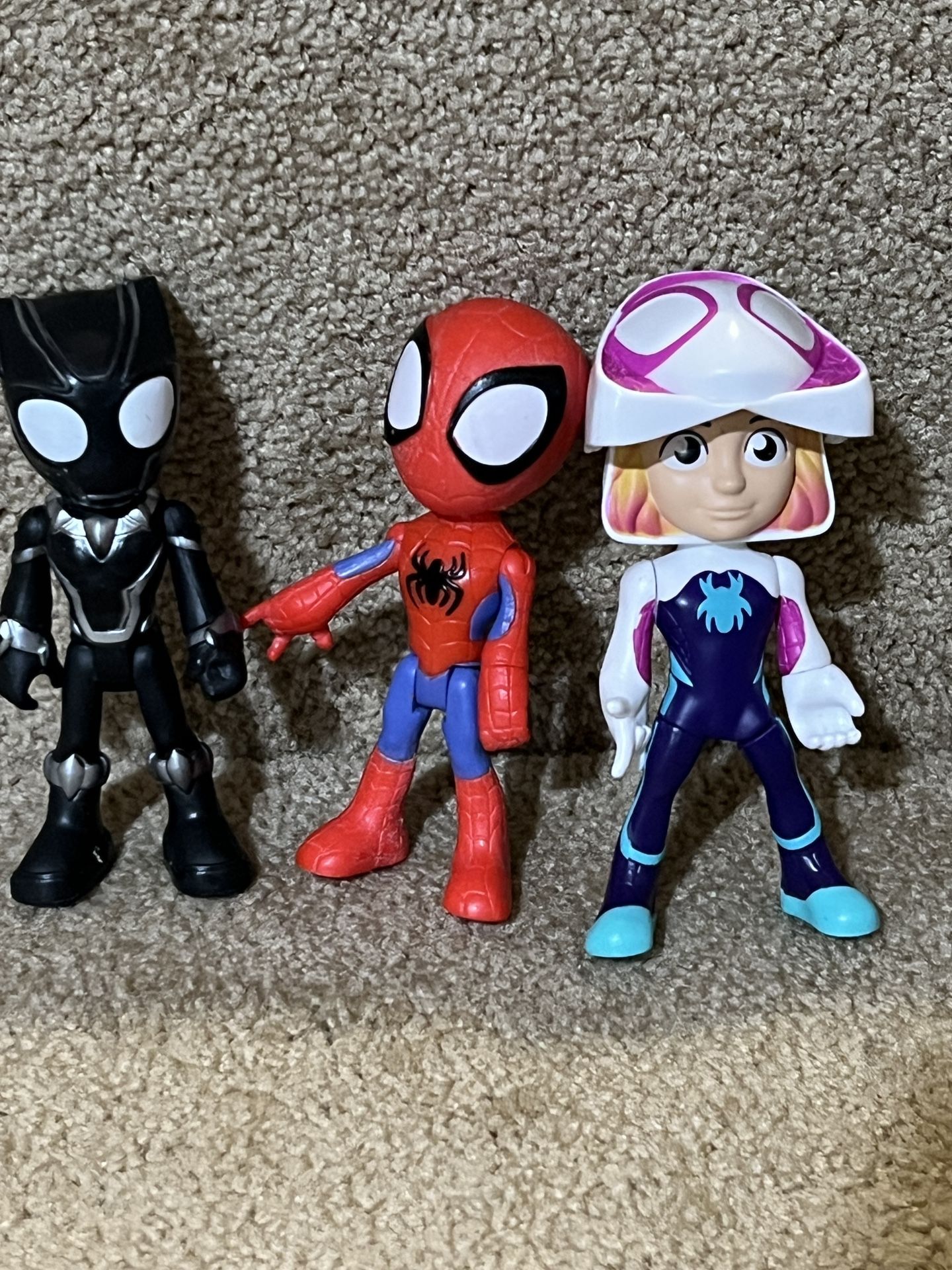 Marvel Spidey And His Amazing Friends Spiderman & Gwen w/ mask Black Panther Lot