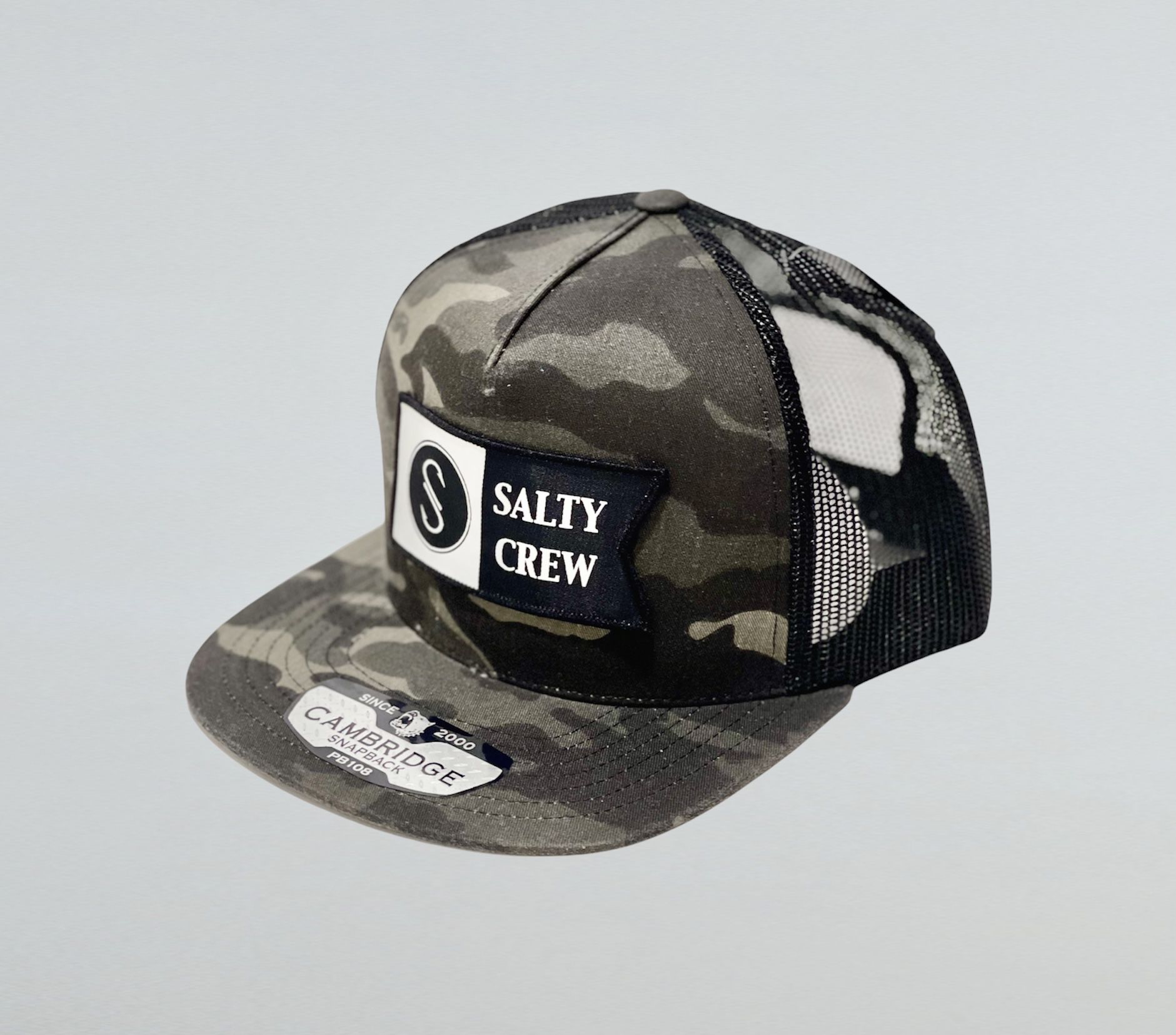 New Men's Black Camo Alpha Tech Snapback Salty Crew Hat
