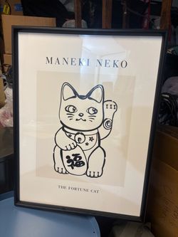 Maneki Neko Fortune Cat Framed Art Print