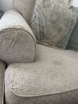 Free Sofa, ~ 93 inches wide, come with an ottoman and the pillows included. Must be picked up today.
