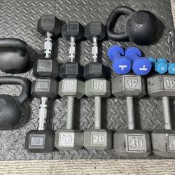 Dumbbells, Kettlebells And Weight Bench