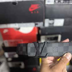 Louis Vuitton Belt Initiales Damier Graphite Black/Grey 90/36 Close To Brand New