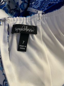 Speechless Blue & White Paisley Dress Size 7
