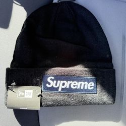 Black and navy supreme beanie
