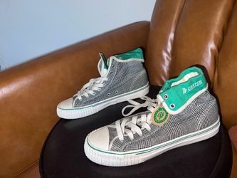 P.F. Flyers Center Hi top sneakers black/white/green houndstooth pattern sz 10