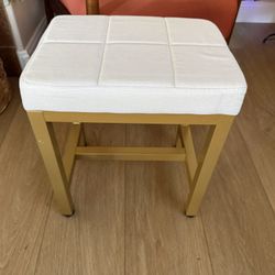 FLYZC Modern Vanity Stool, White and Gold