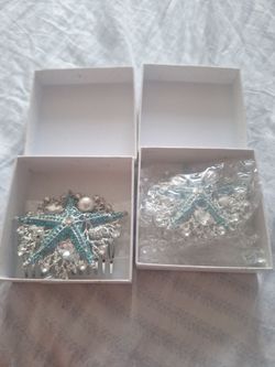 Starfish Hair Comb Set with Rhinestones