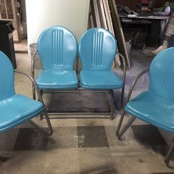 Vintage 50s 2 seat glider with chair and rocker 